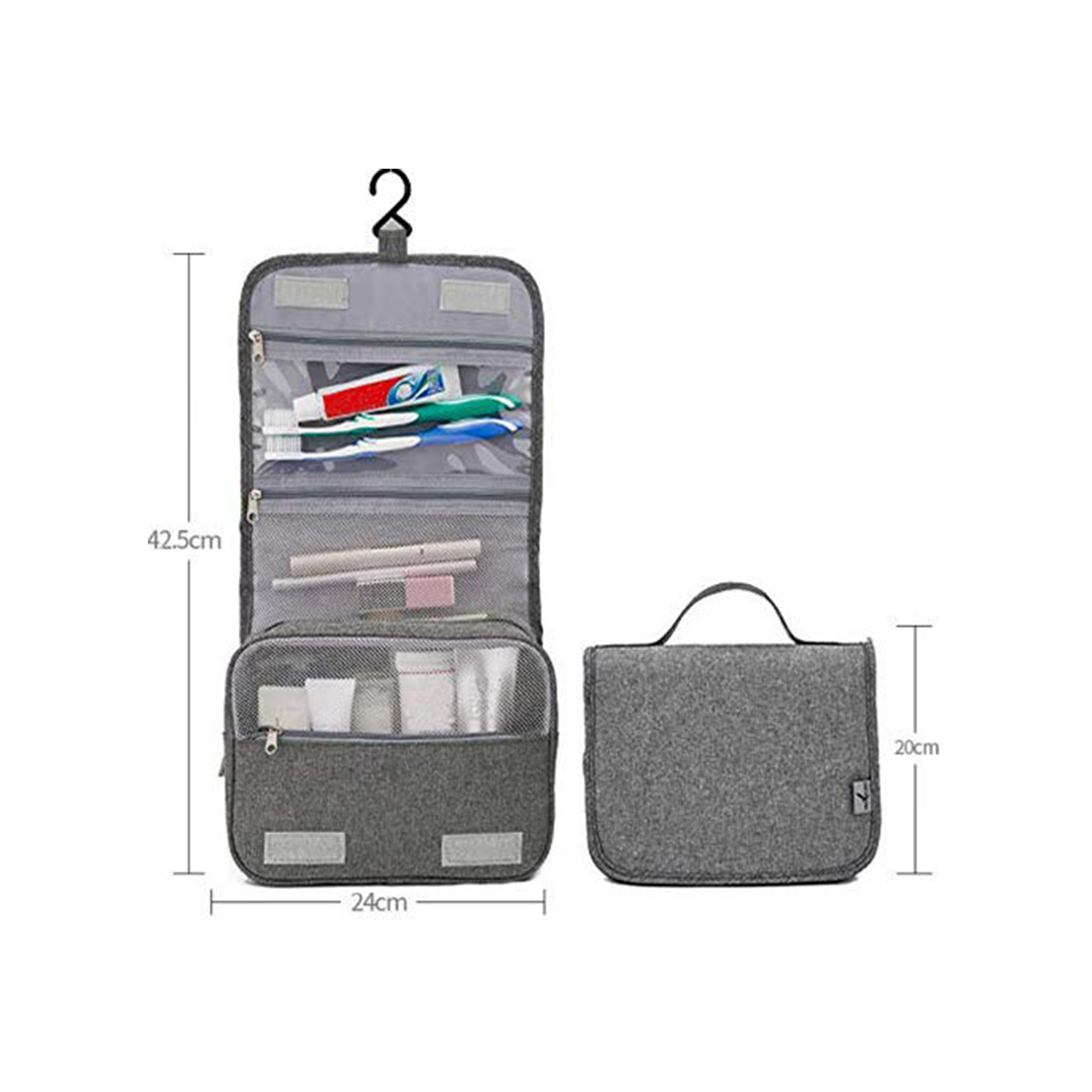 Water-resistant Hanging Toiletry Bag-Gray