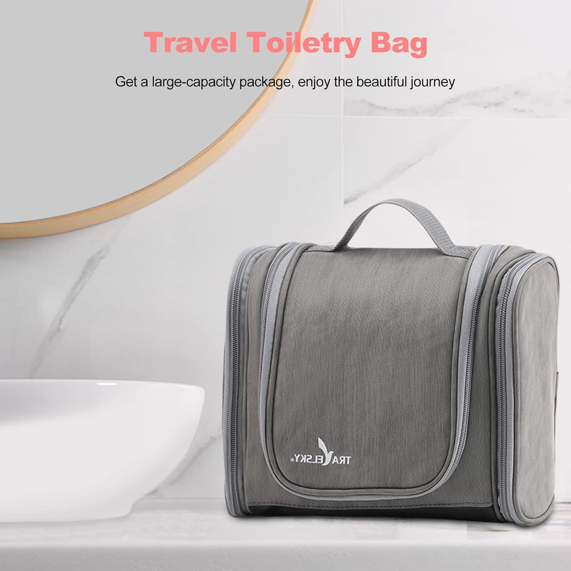 Large Capacity Hanging Toiletry Bag-Gray