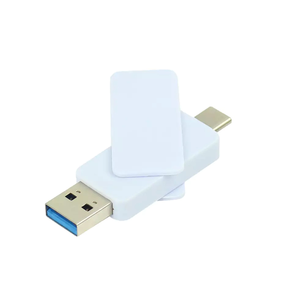 OTG White Swivel USB Flash Drives 64GB V. 3.0 Type C