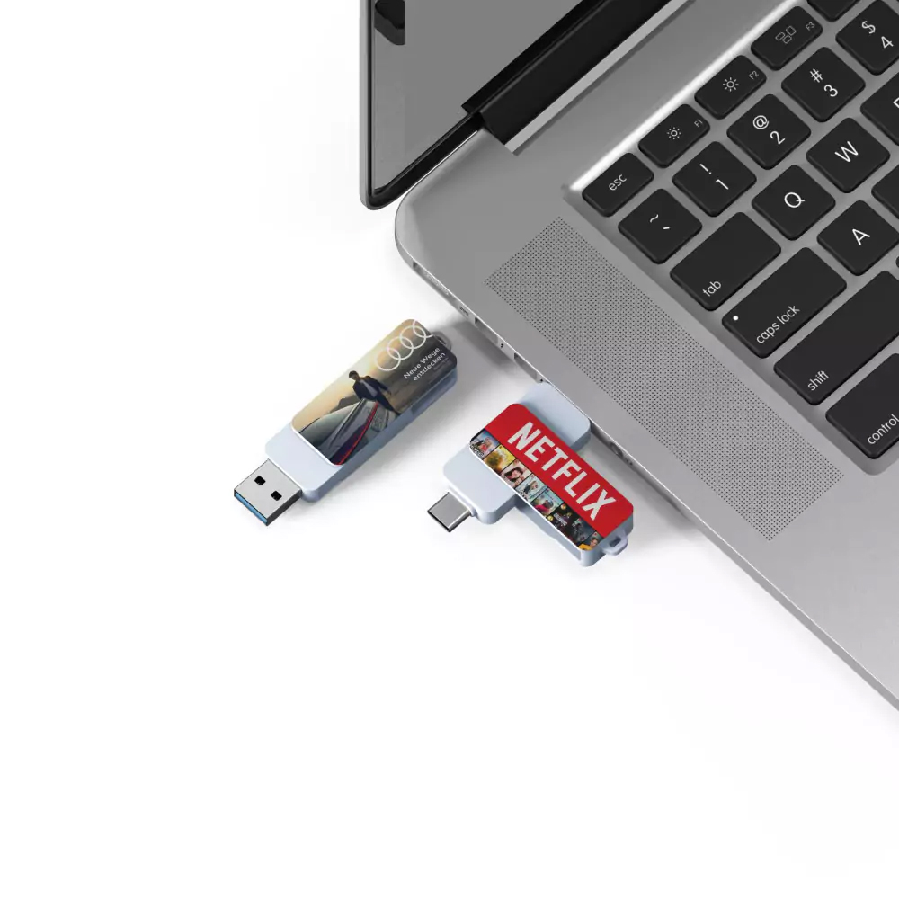 OTG White Swivel USB Flash Drives 64GB V. 3.0 Type C