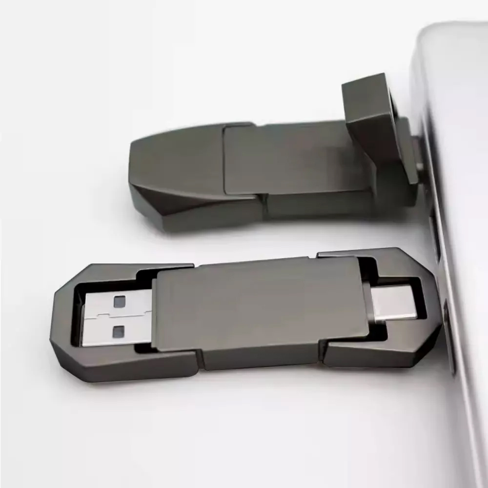 OTG USB Flip in Gun Metal 32GB V. 3.0 Type C Flip Magnetic Cap Gun_Metal