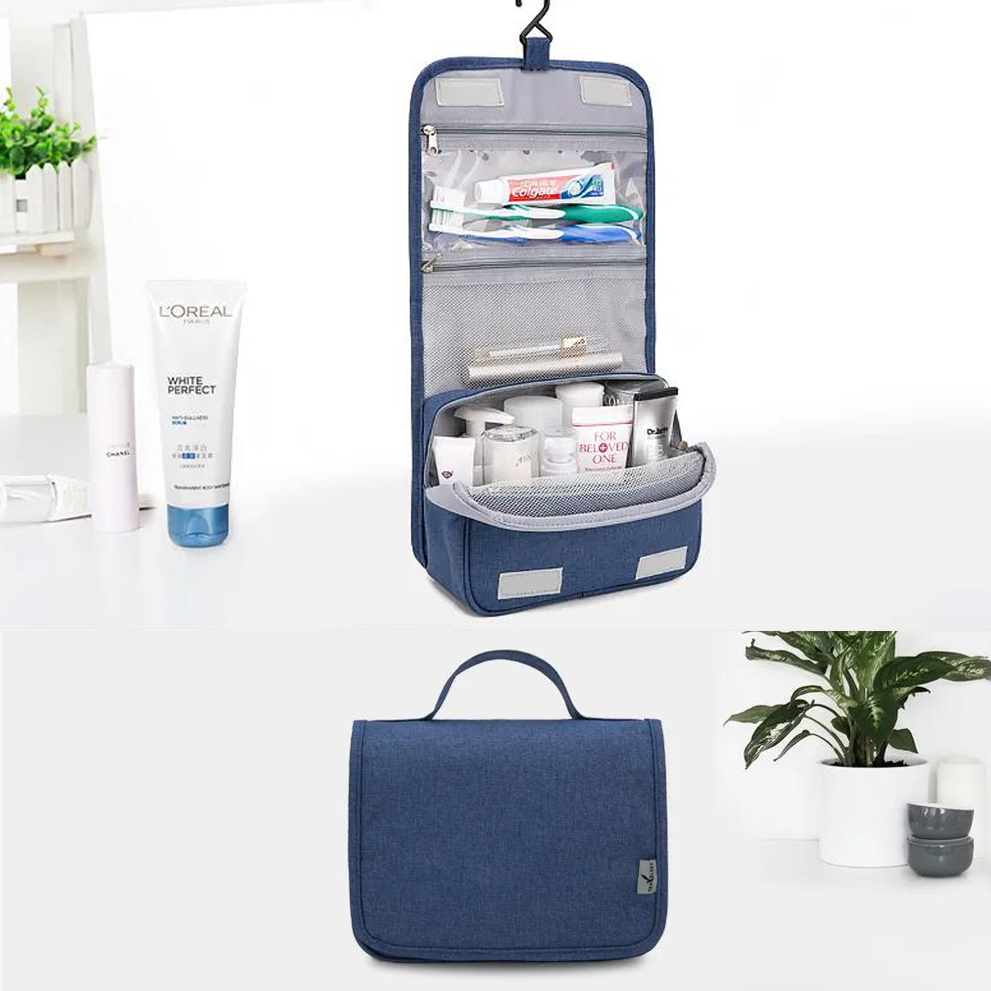 Water-resistant Hanging Toiletry Bag-Blue