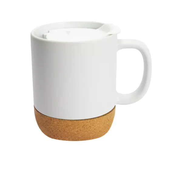 Ceramic Mugs with Lid and Cork Base 385 ml