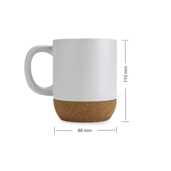Ceramic Mugs with Lid and Cork Base 385 ml