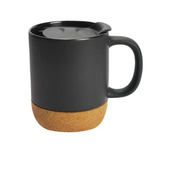 Ceramic Mugs with Lid and Cork Base 385 ml