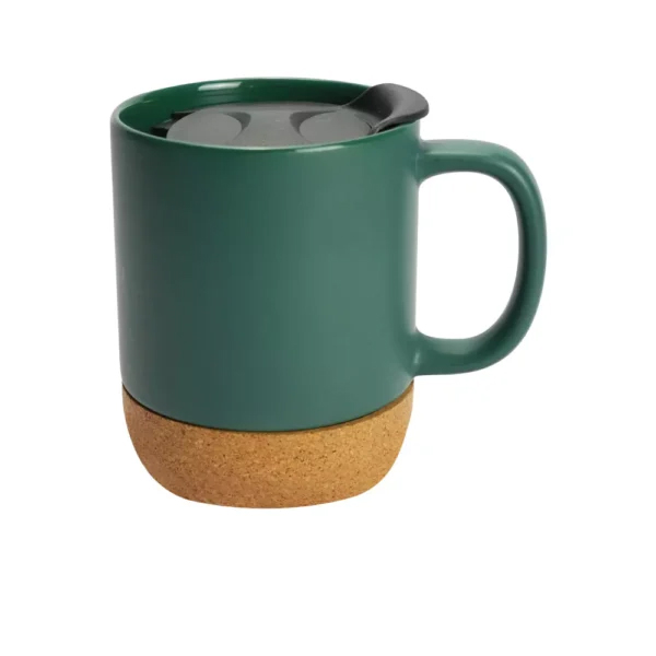 Ceramic Mugs with Lid and Cork Base 385 ml