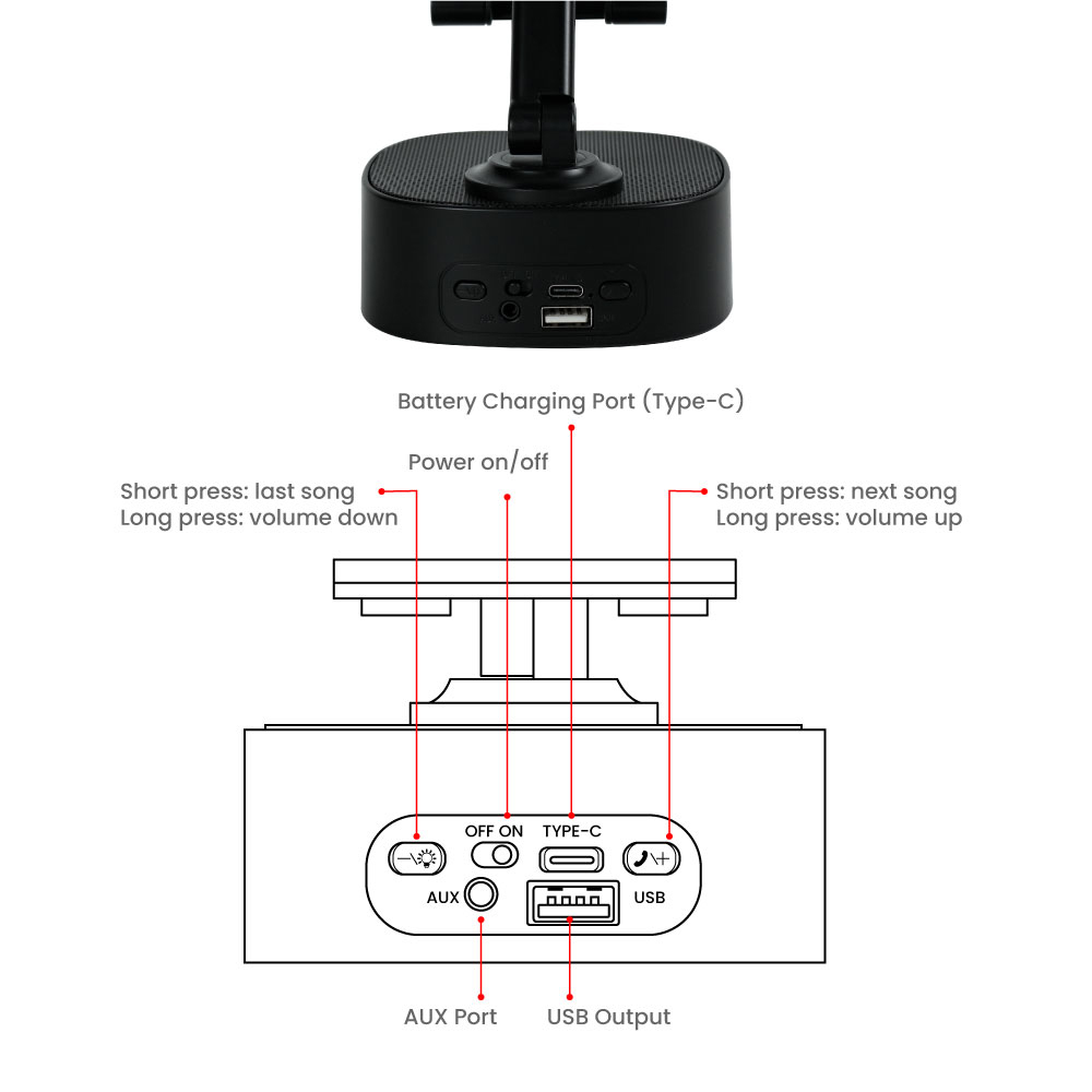 Wireless Fast Charger 15W with BT Speaker and RGB LED Logo
