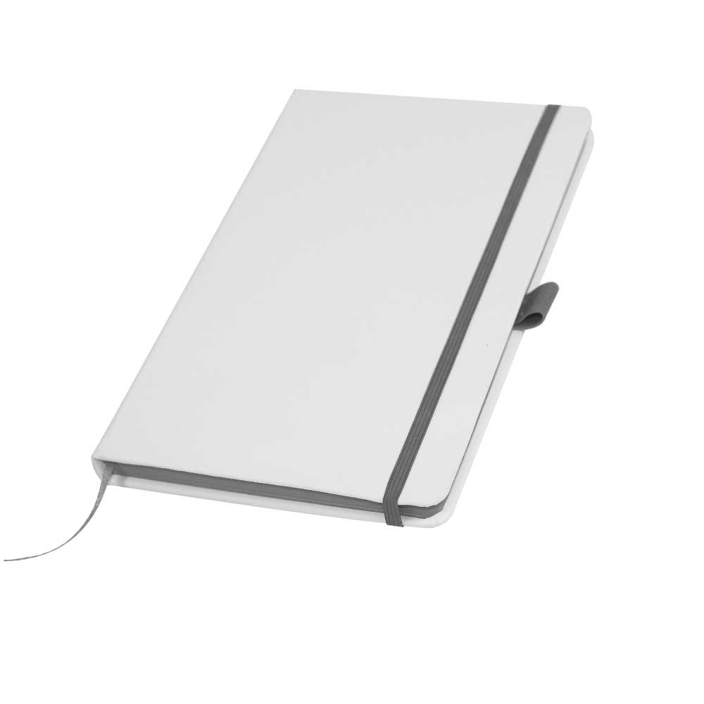 White PU Leather Cover A5 Notebooks Band Bookmark Loop