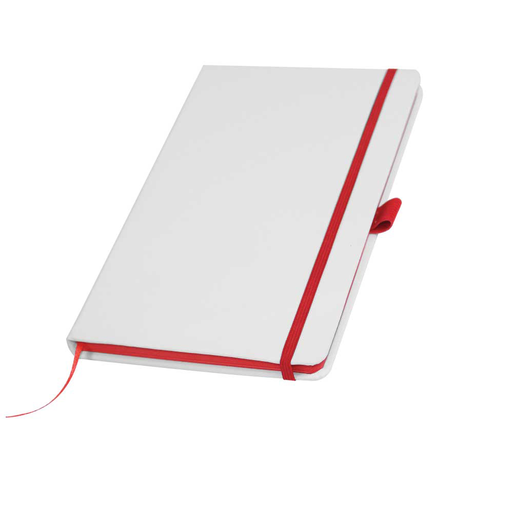 White PU Leather Cover A5 Notebooks Band Bookmark Loop