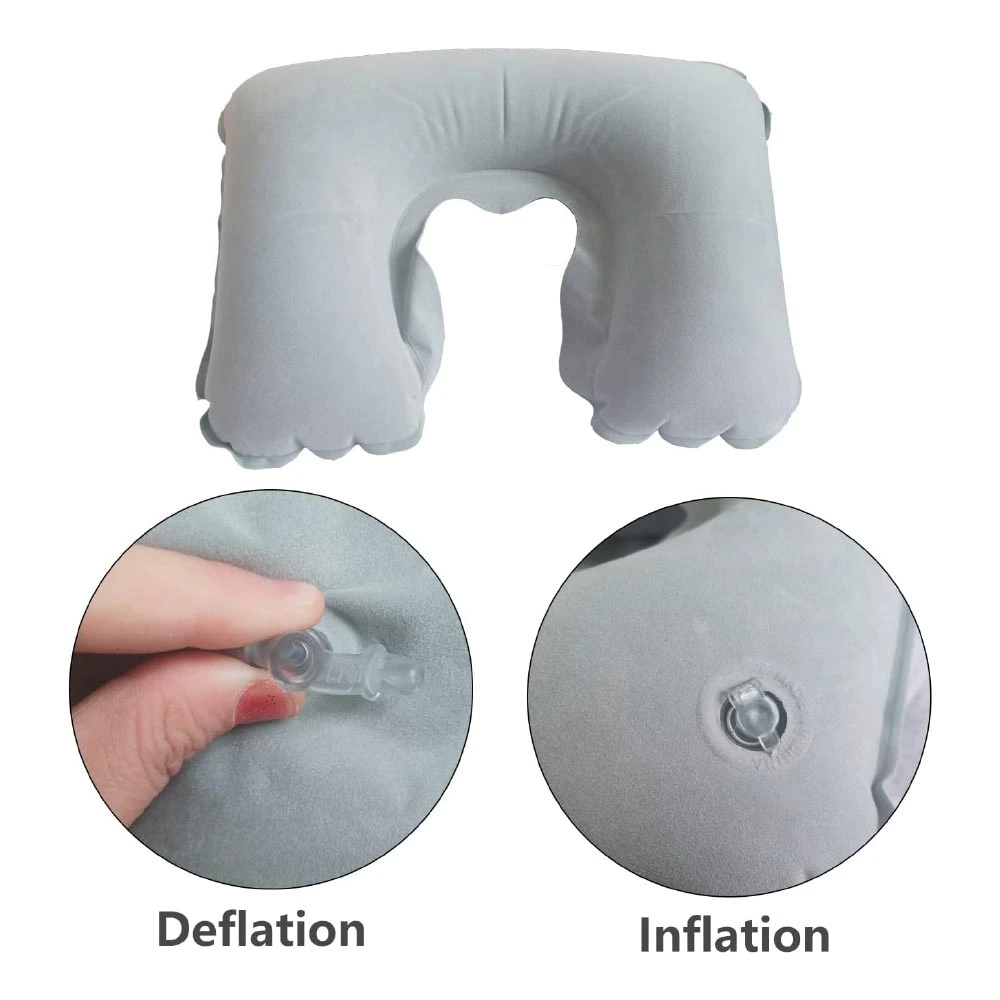 Inflatable Neck Pillow with Pouch – Grey
