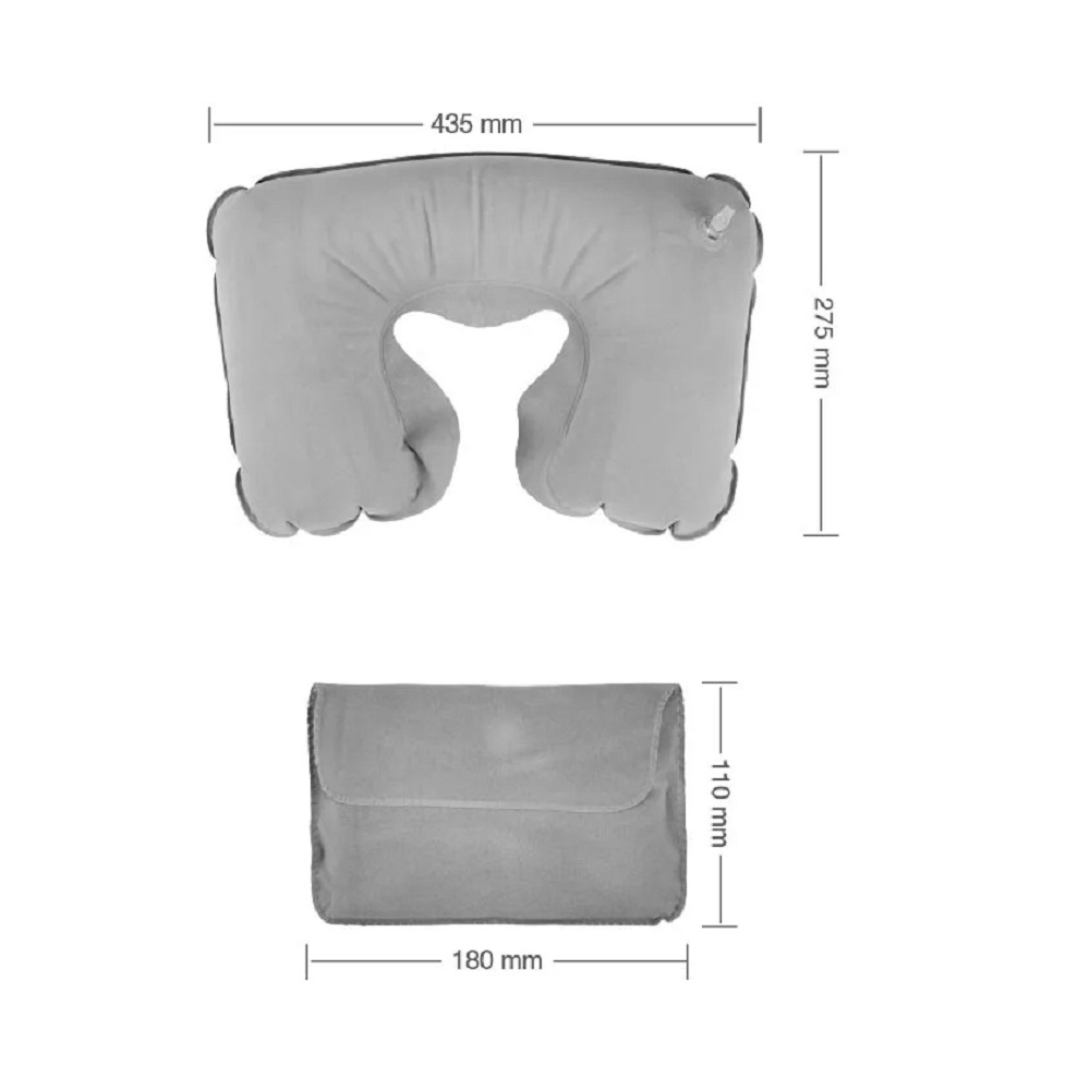 Inflatable Neck Pillow with Pouch – Grey