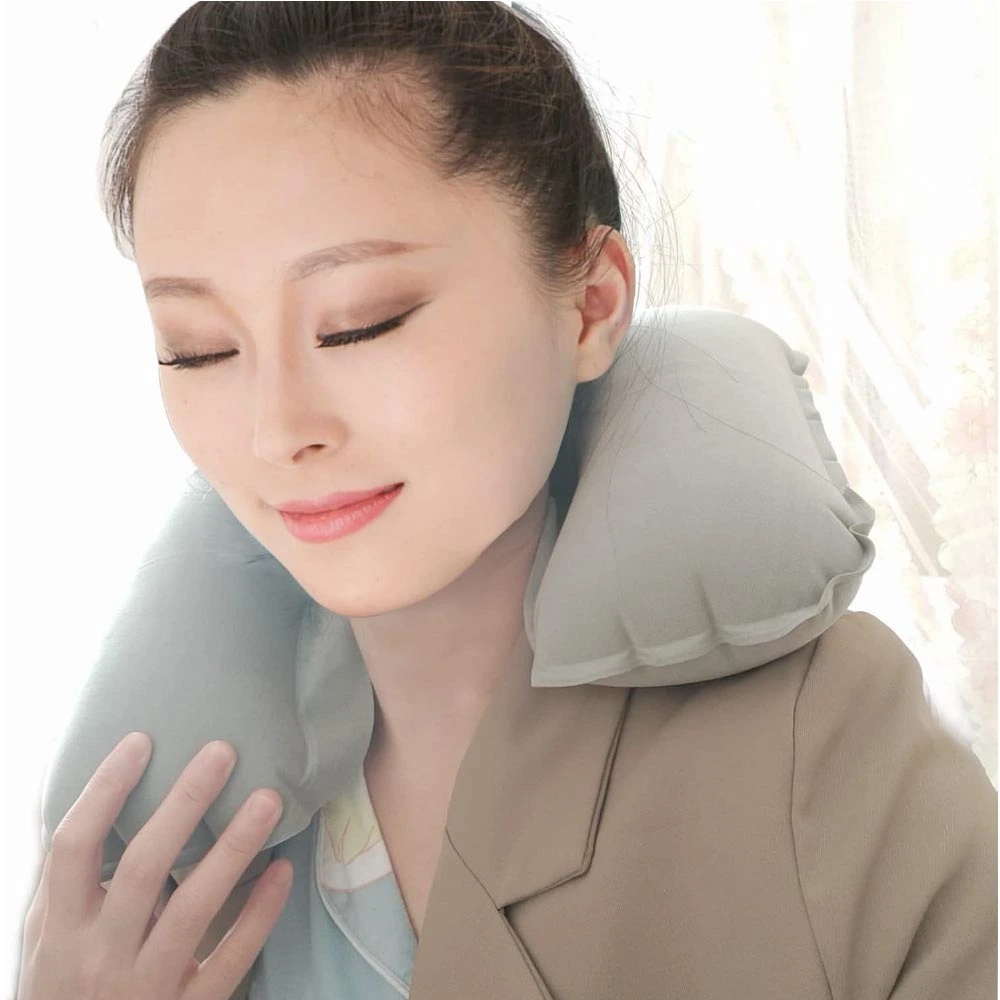 Inflatable Neck Pillow with Pouch – Grey