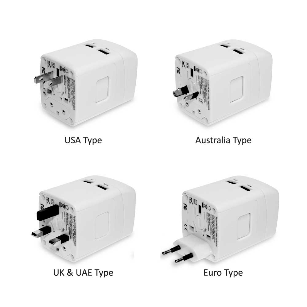 Travel Adapters with 4 types of Plug (UK, AUS, USA, EURO)