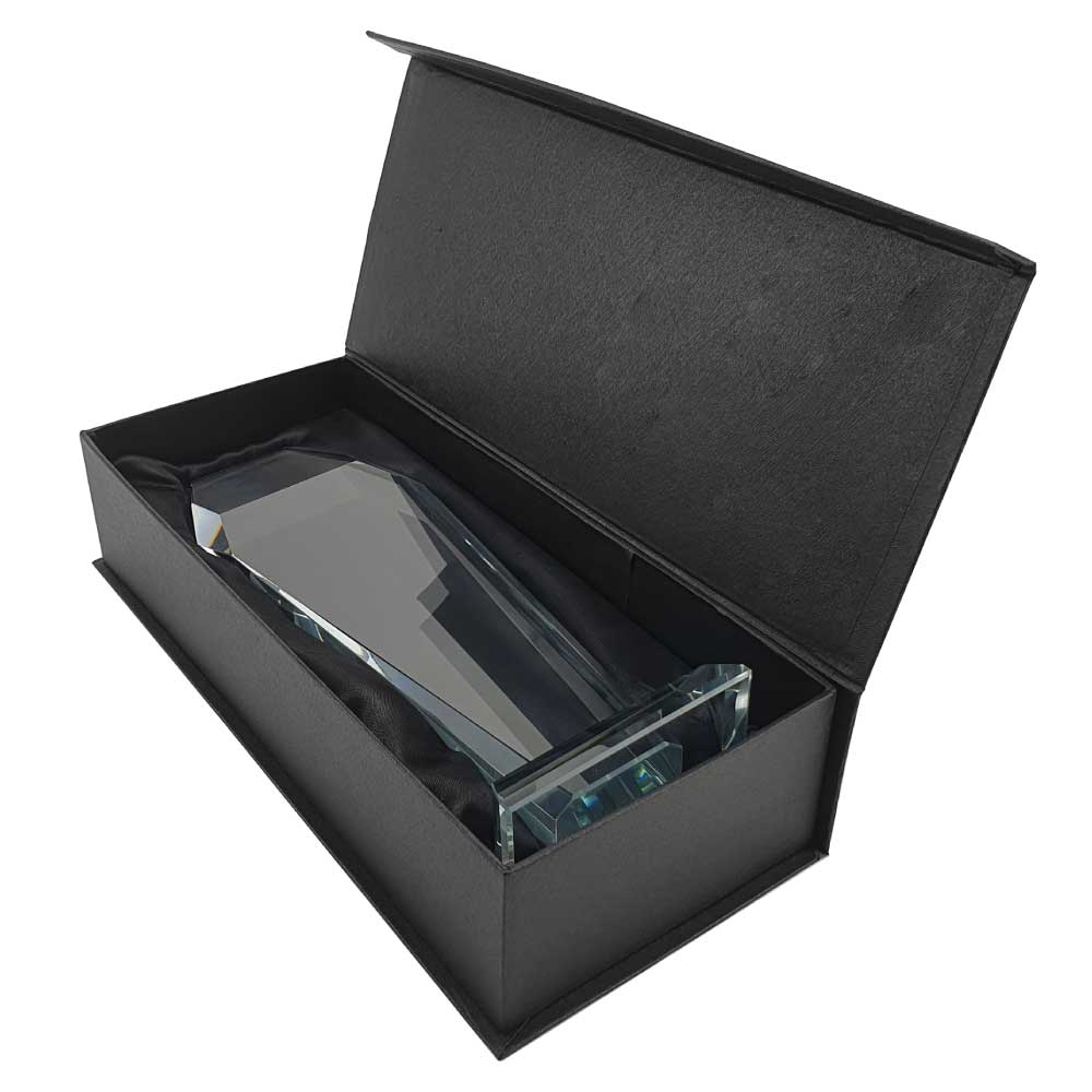 Hexagon Shaped Crystal Awards with Glass Base & Box