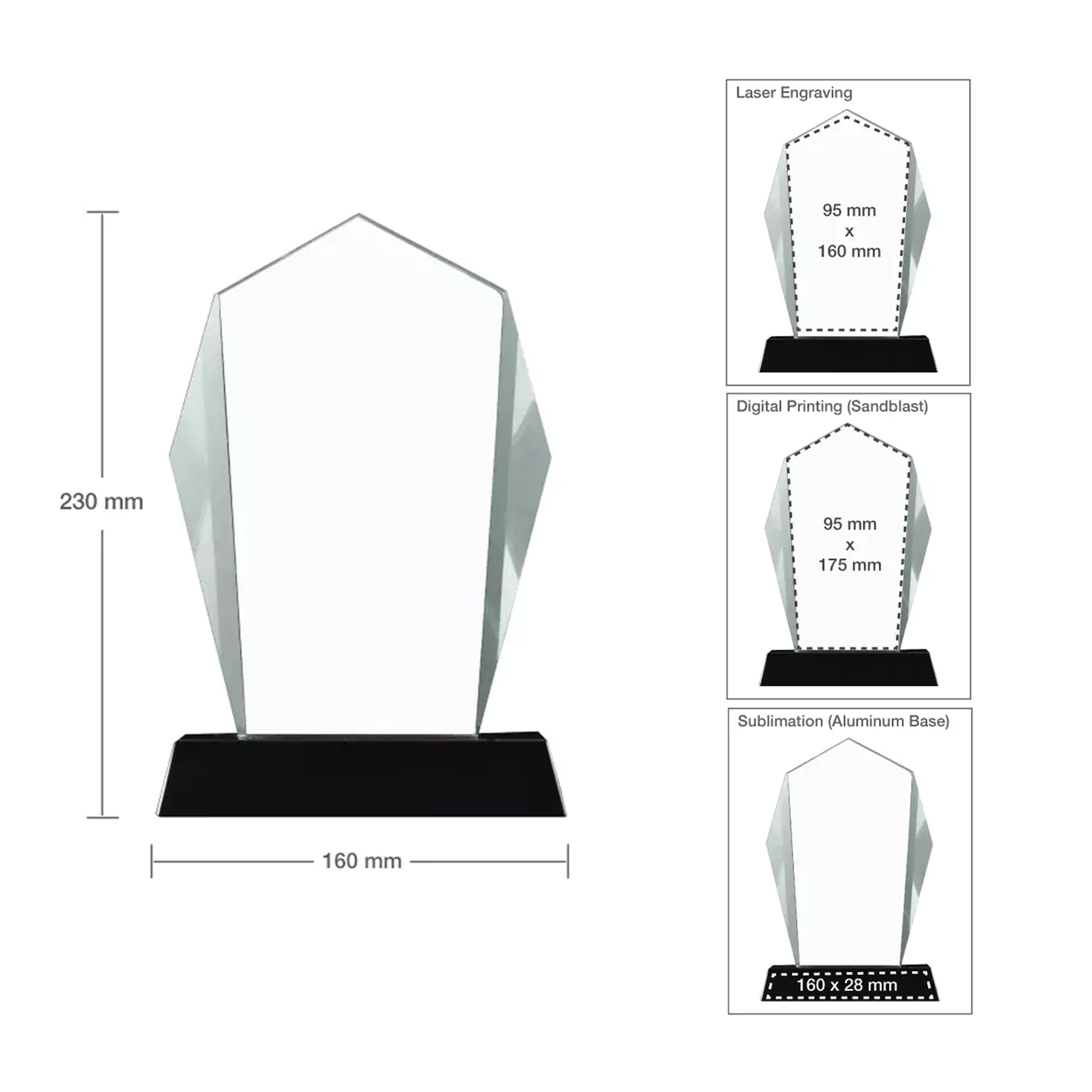 Crystal Award with Black Base in Wooden Box