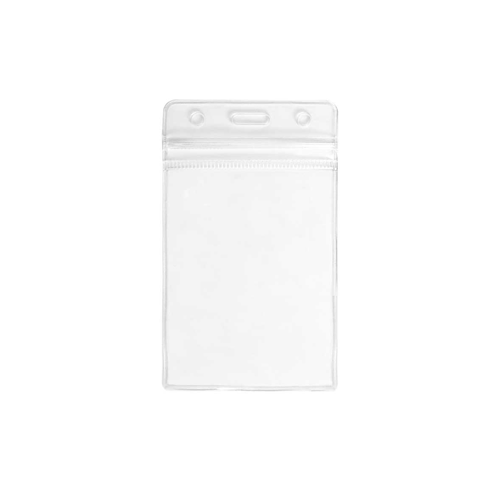 Vertical ID Card Holder with Resealable Zip
