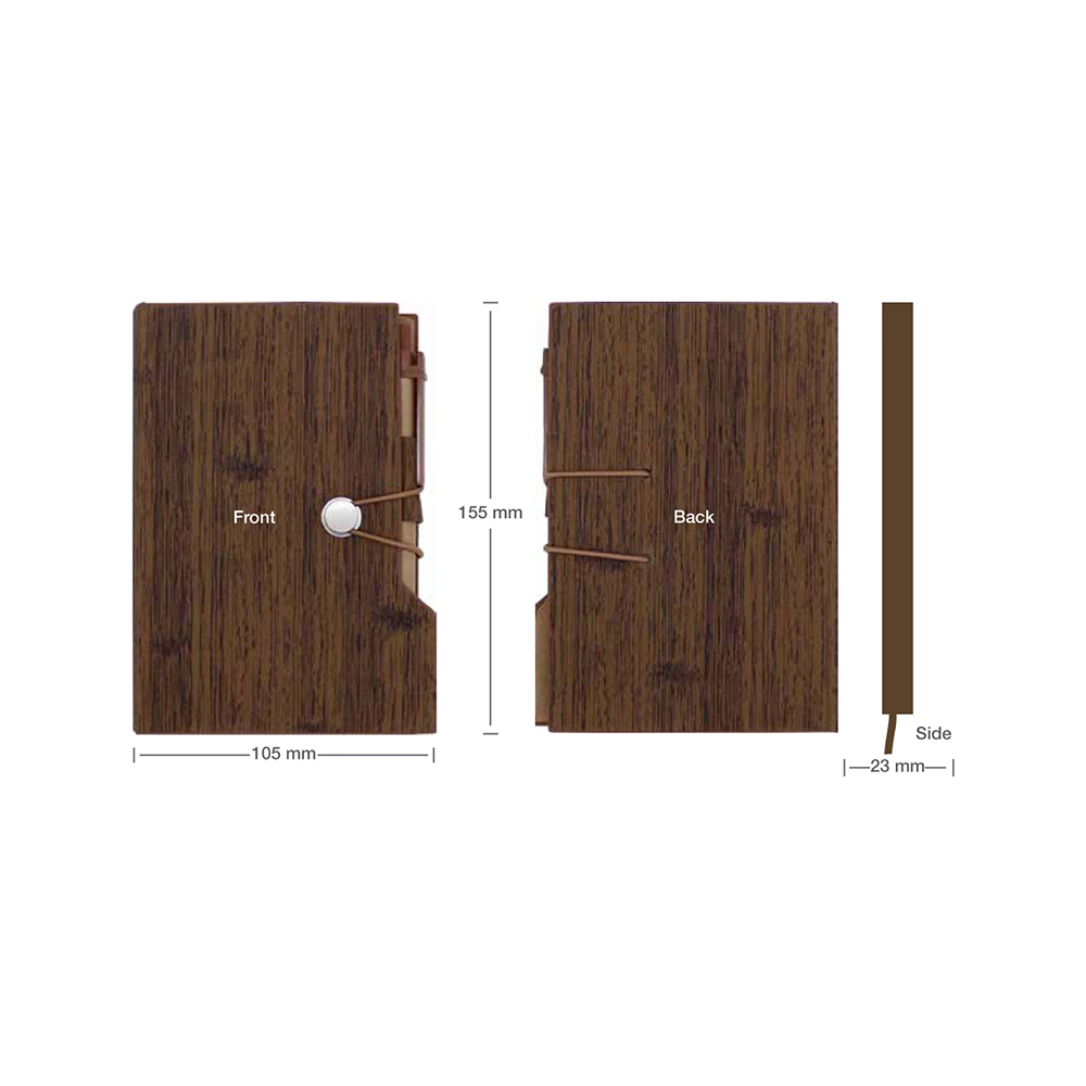 Wood Design Notebook with Sticky Note and Pen