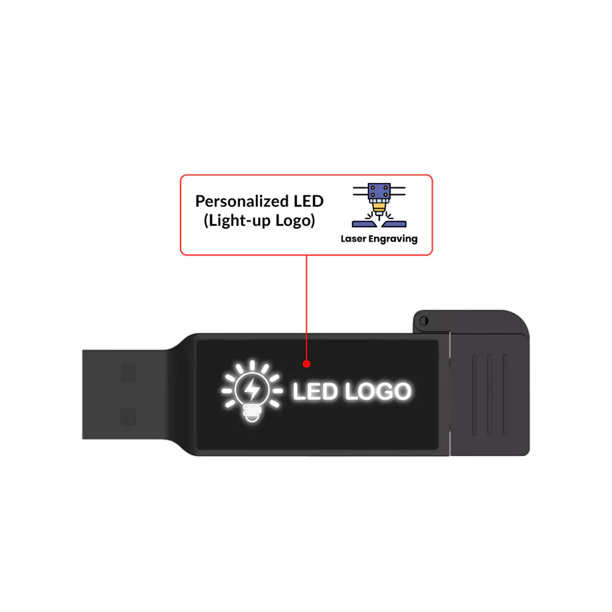 Black OTG USB with LED Logo 32GB V. 3.0 Type C