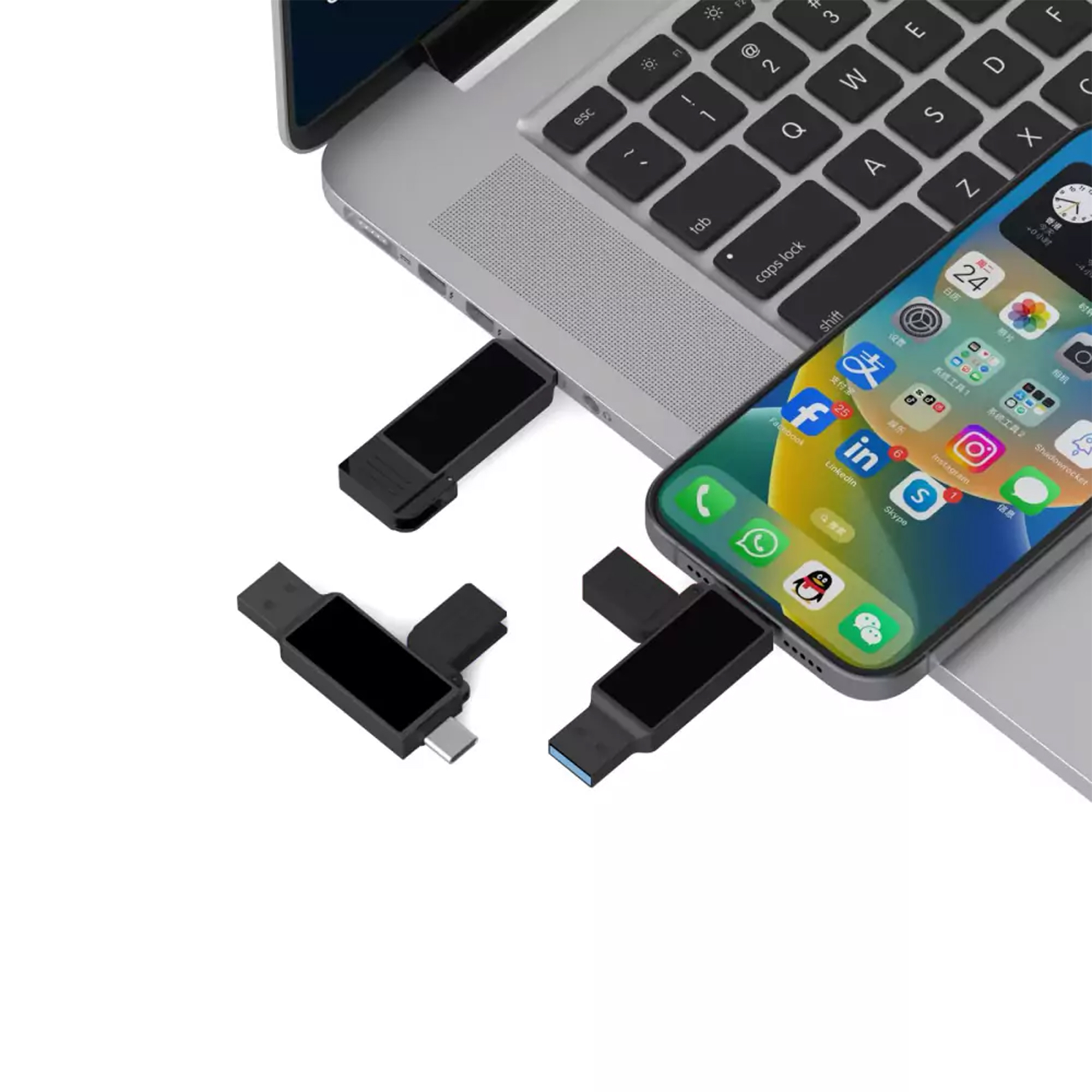 Black OTG USB with LED Logo 32GB V. 3.0 Type C