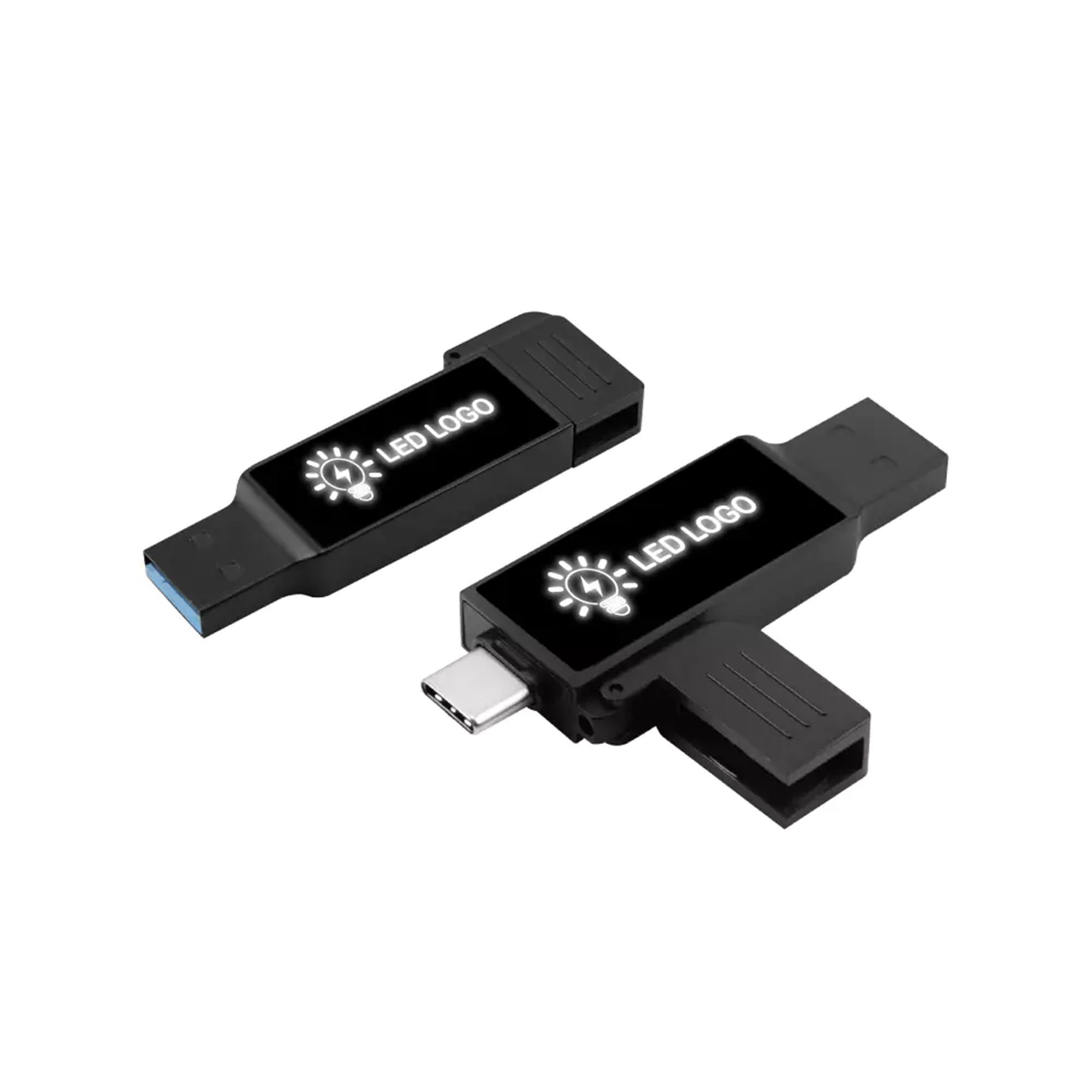 Black OTG USB with LED Logo 32GB V. 3.0 Type C