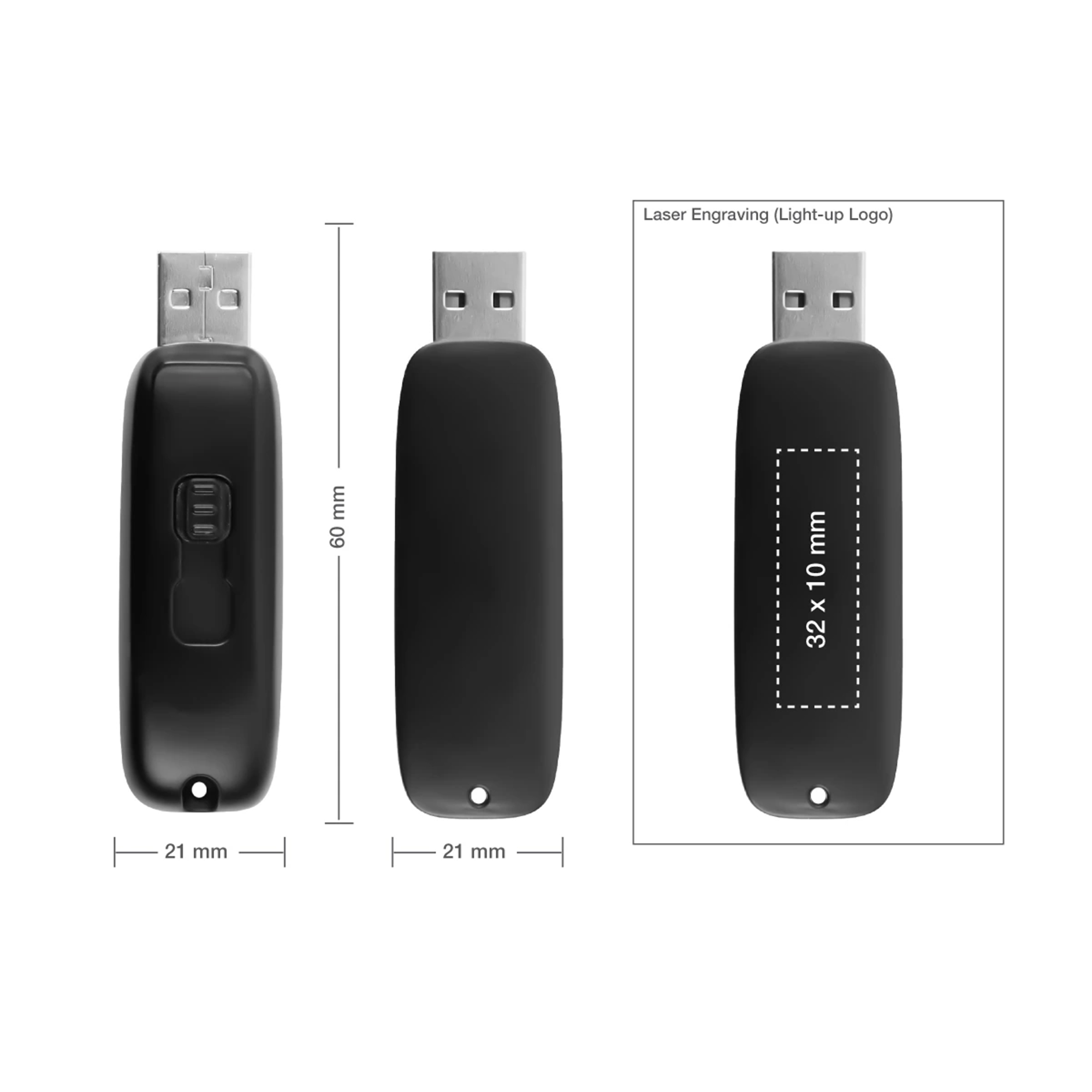 Light-Up LED Logo USB with Slide Button 64GB V. 3.0