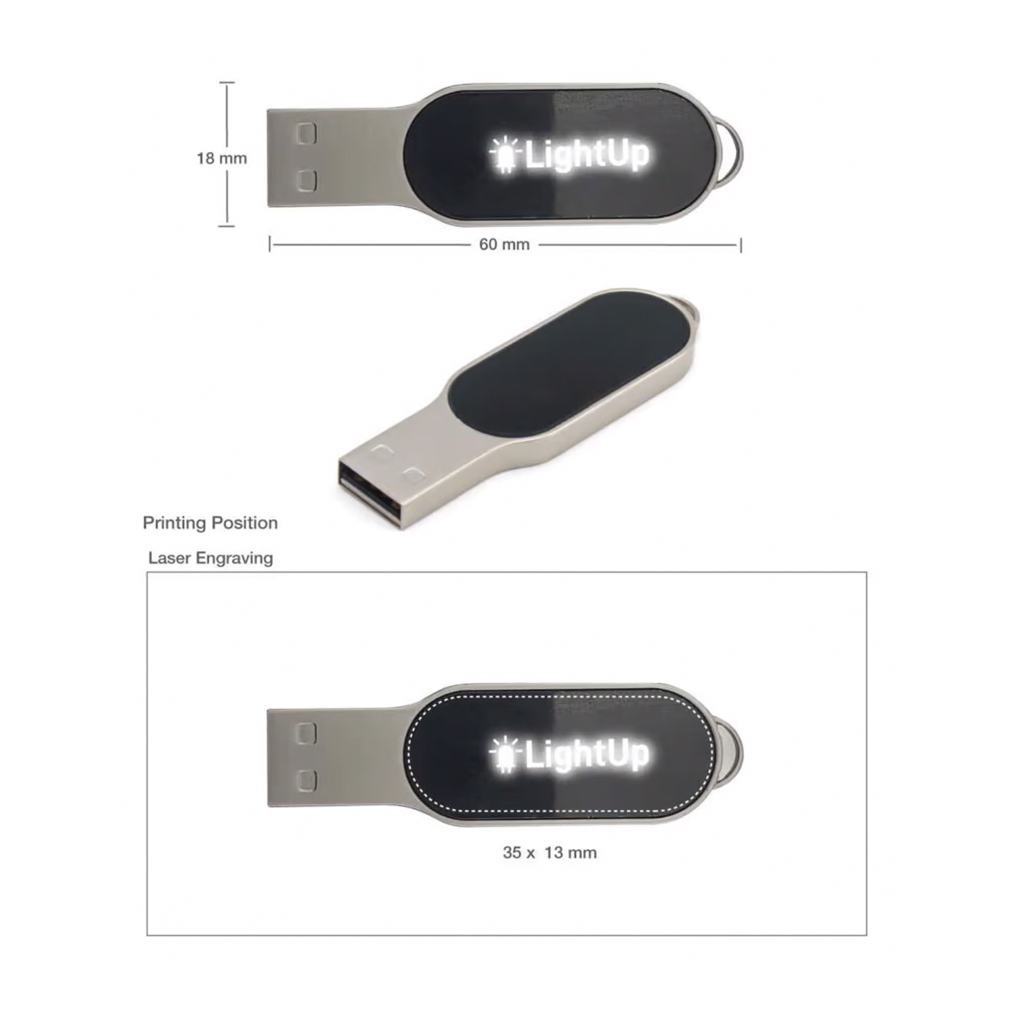 Oval Shaped Light-Up Logo USB 16GB
