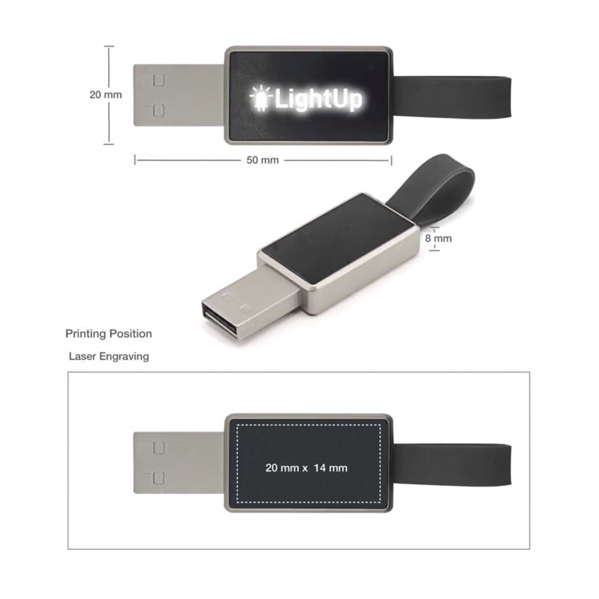Light-Up Logo USB with Strap