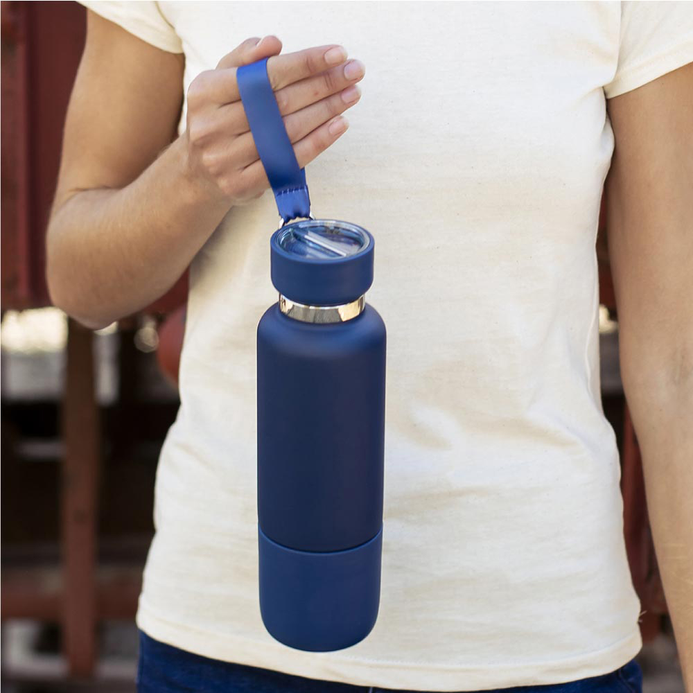 Multi-function stainless steel water Bottles with Double Wall, Base Cup, Lanyard, 500ml