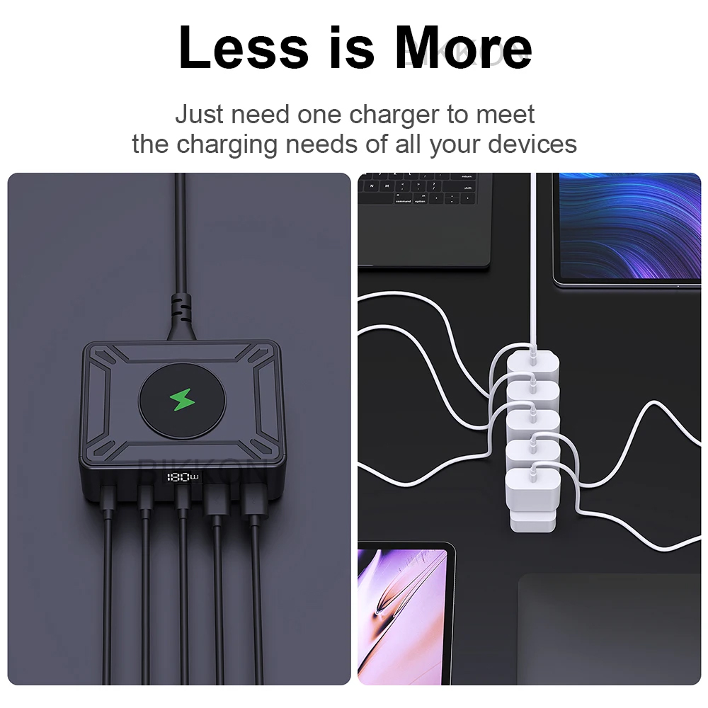 205W 3C2A PD3.0 100W LED Display Ultra-Fast Wireless Charger