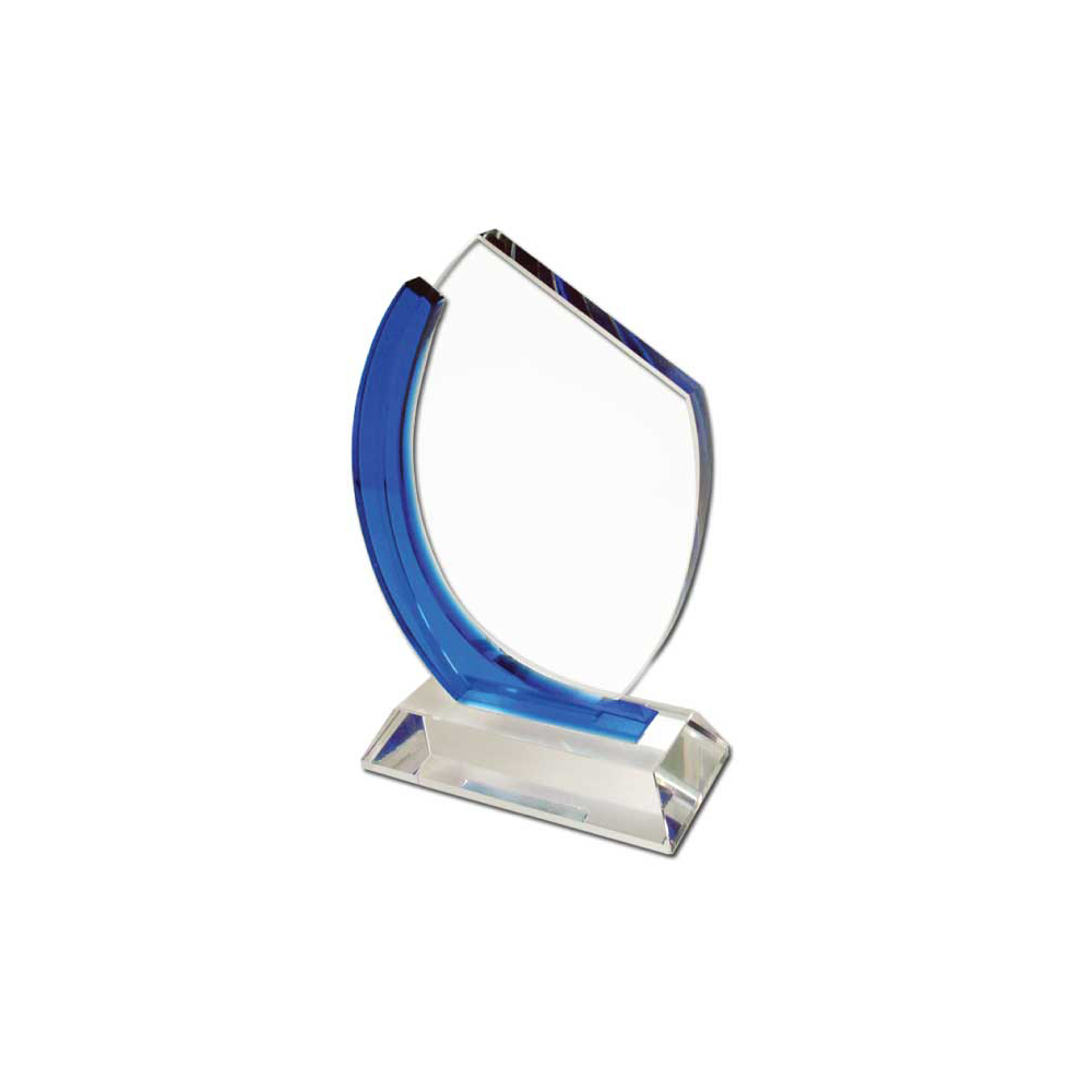 Crystal Awards with Blue Design on the side