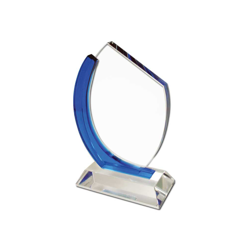 Crystal Awards with Blue Design on the side