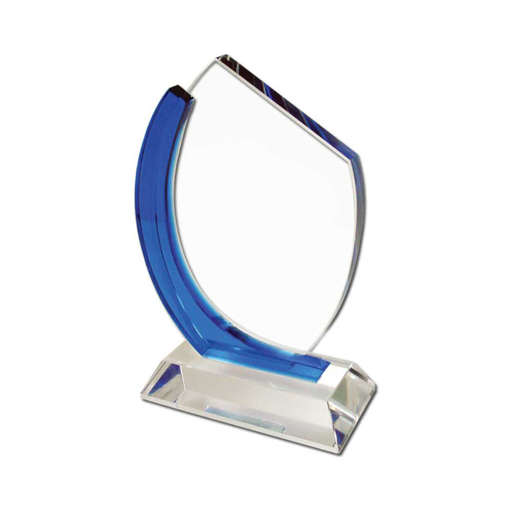 Crystal Awards with Blue Design on the side