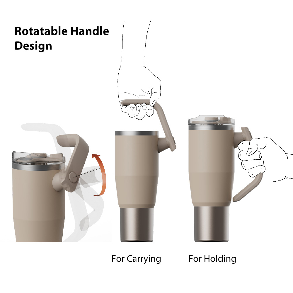 Tumbler Cups Double Walled Stainless Steel Insulated Travel Mug with Handle