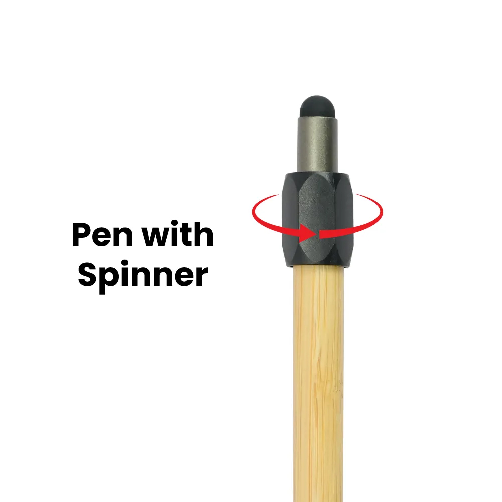 Bamboo and Metal Stylus Pens with Top Spinner