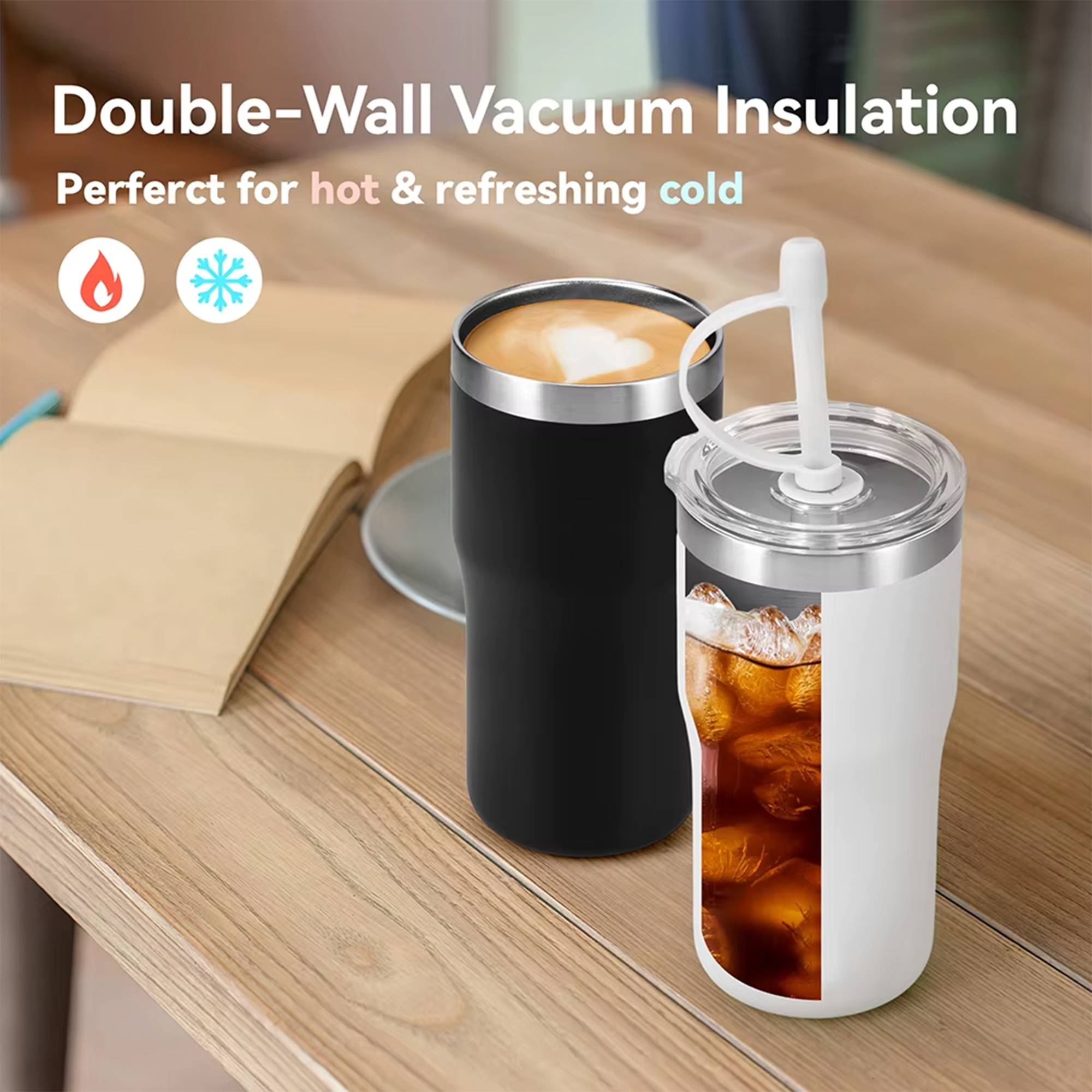 Tumbler Stainless Steel Coffee Mug with Lid Double Wall Vacuum Insulated Car Cup Vacuum-Hot Pink