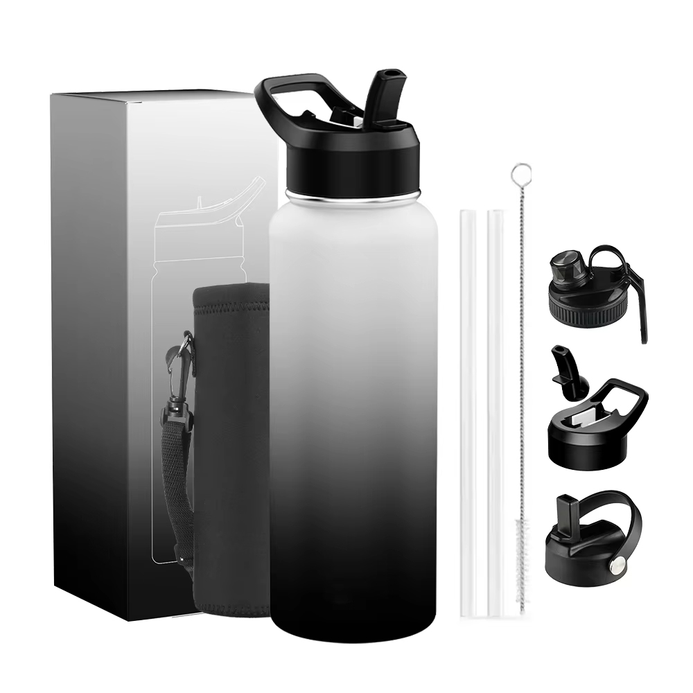 Double Wall Vacuum Insulated Stainless Steel Water Bottle 1000ml-Gray