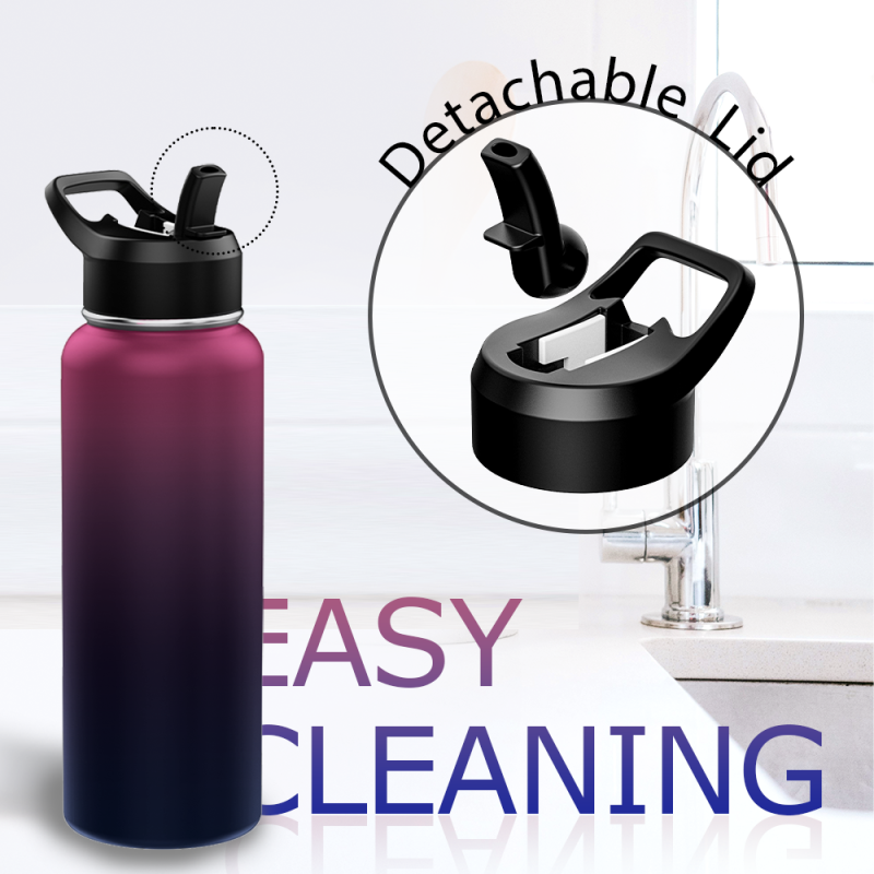 Double Wall Vacuum Insulated Stainless Steel Water Bottle 1000ml-Purple