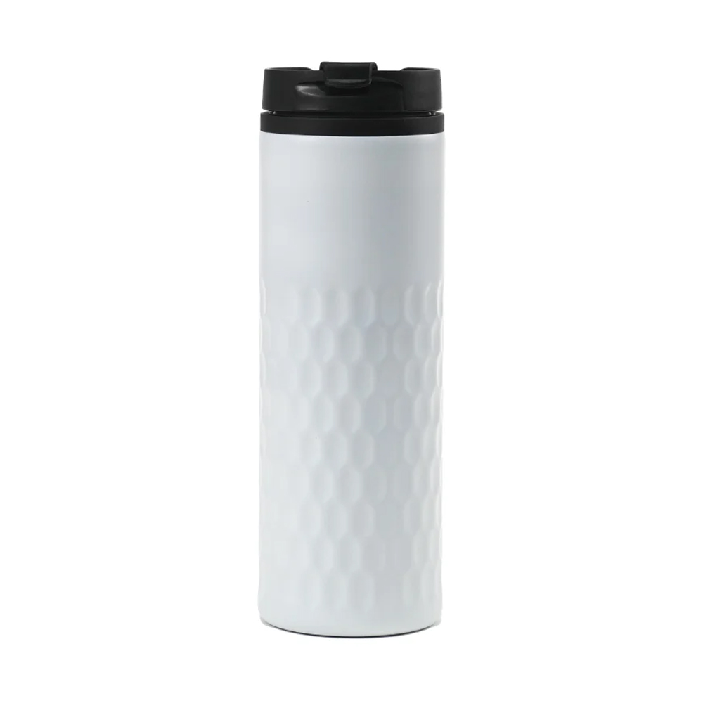 Honeycomb Design SS Bottles, Double Wall with PP Interior 420ml-White 