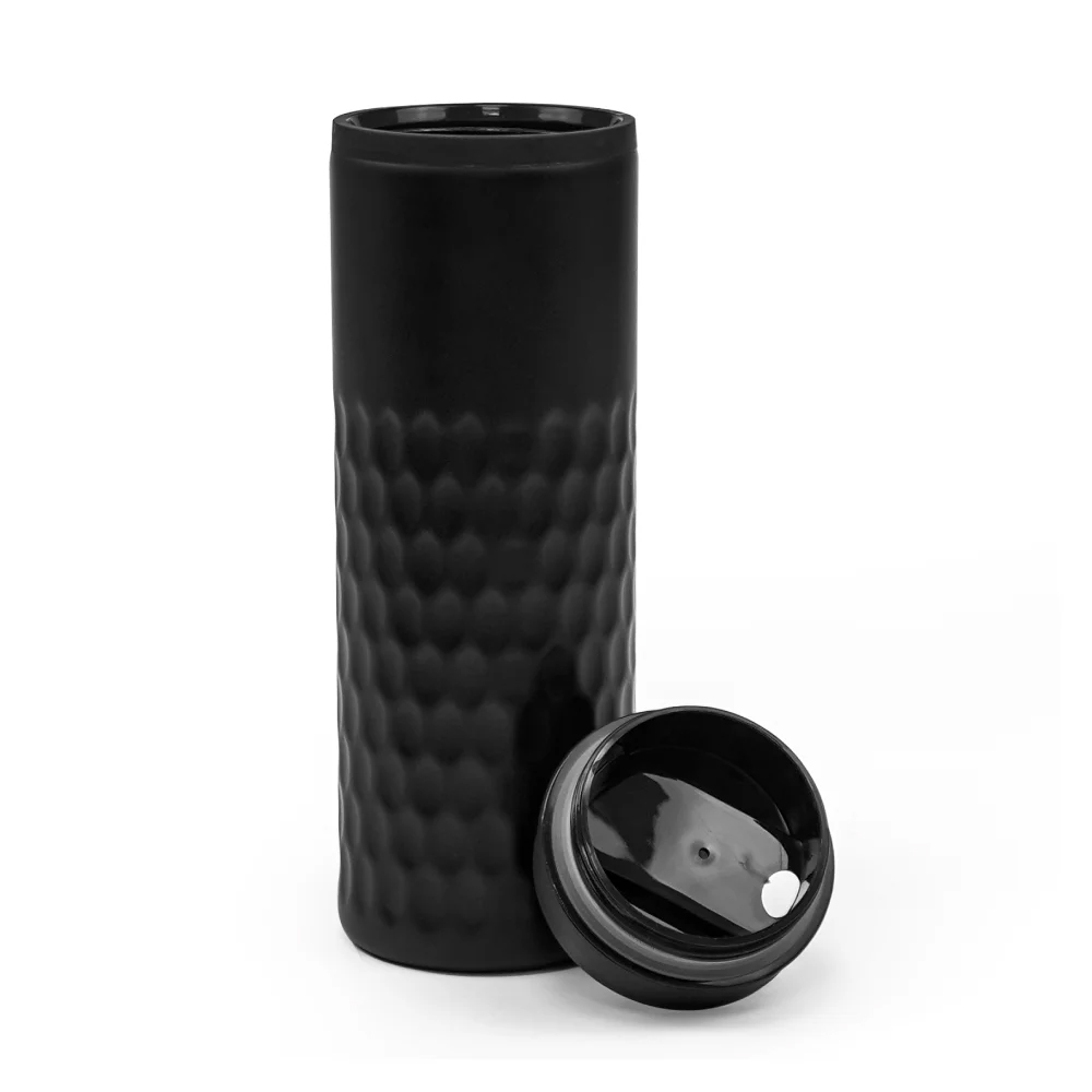 Honeycomb Design SS Bottles, Double Wall with PP Interior 420ml-Black