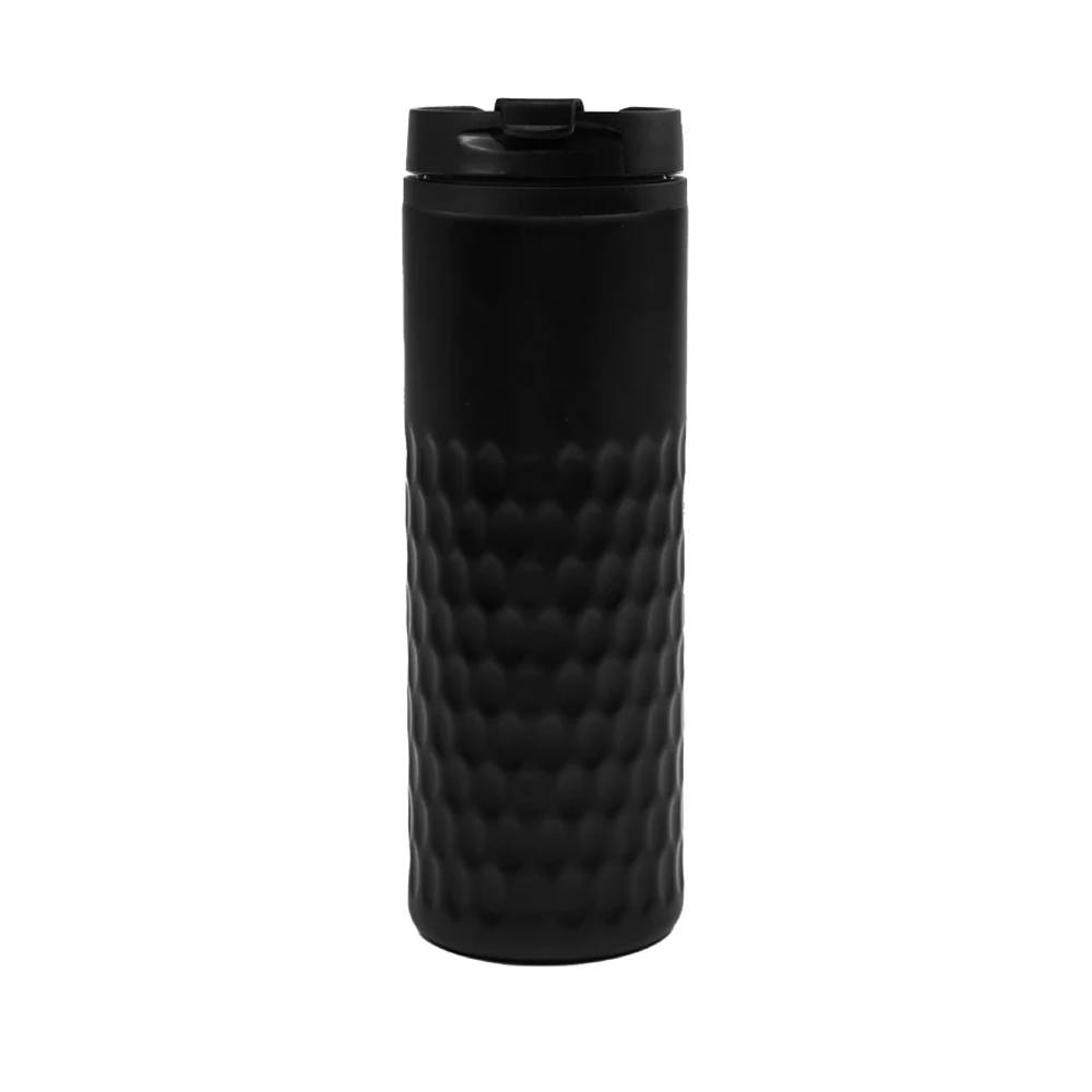 Honeycomb Design SS Bottles, Double Wall with PP Interior 420ml-Black