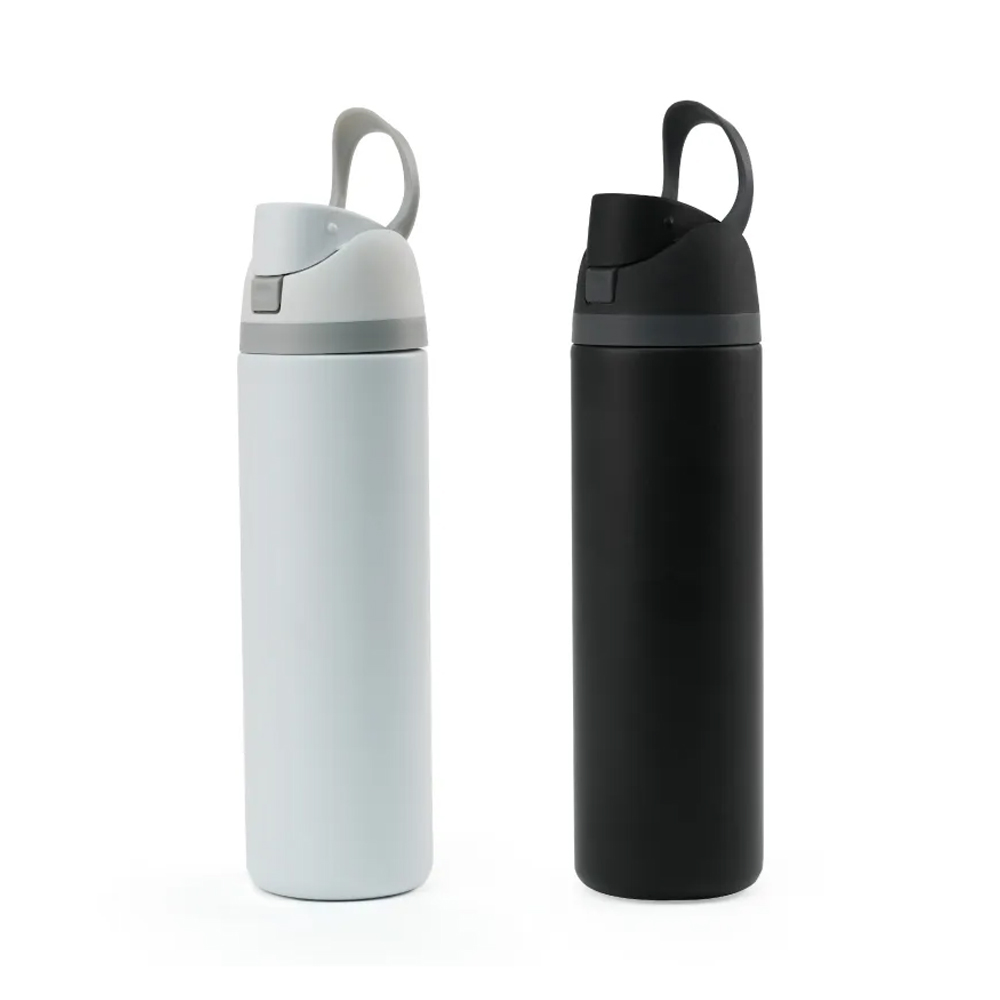 SS Bottles with Straw & Push Button Lid – Double-Wall Vacuum, 1Liter