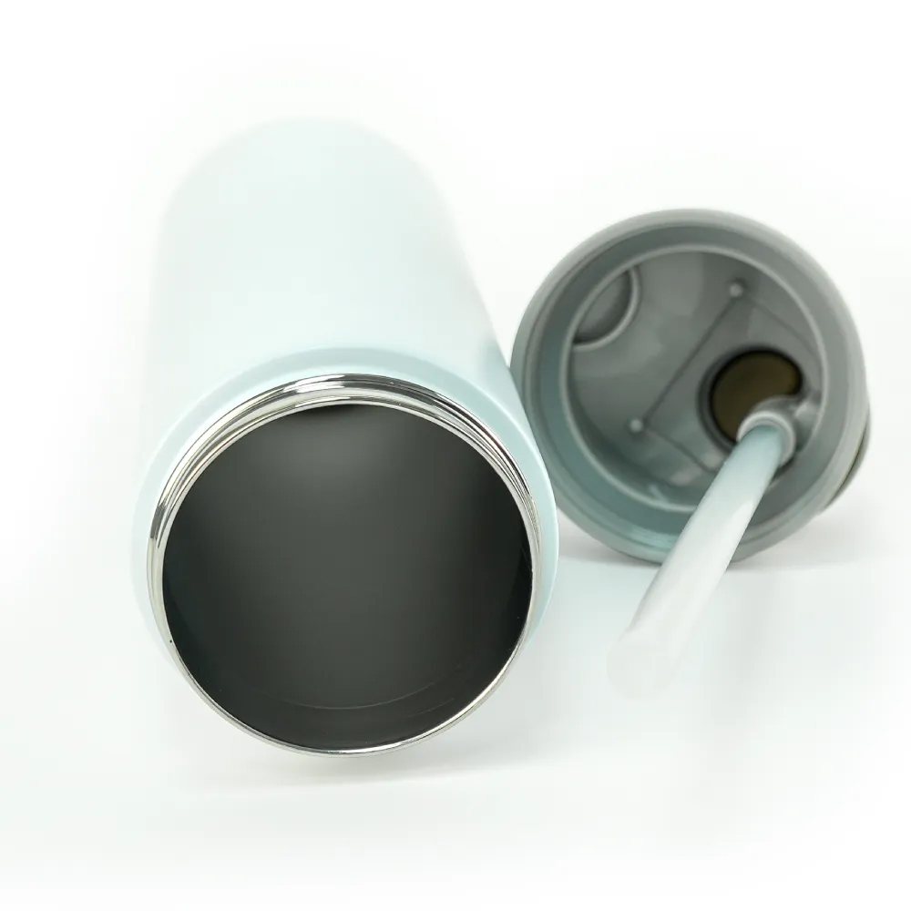 SS Bottles with Straw & Push Button Lid – Double-Wall Vacuum, 1Liter-White