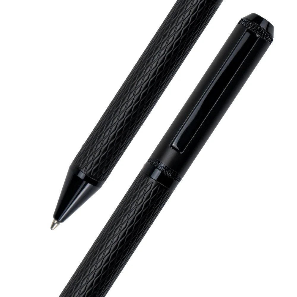 Black Metal Pens with Diamond Textured Barrel