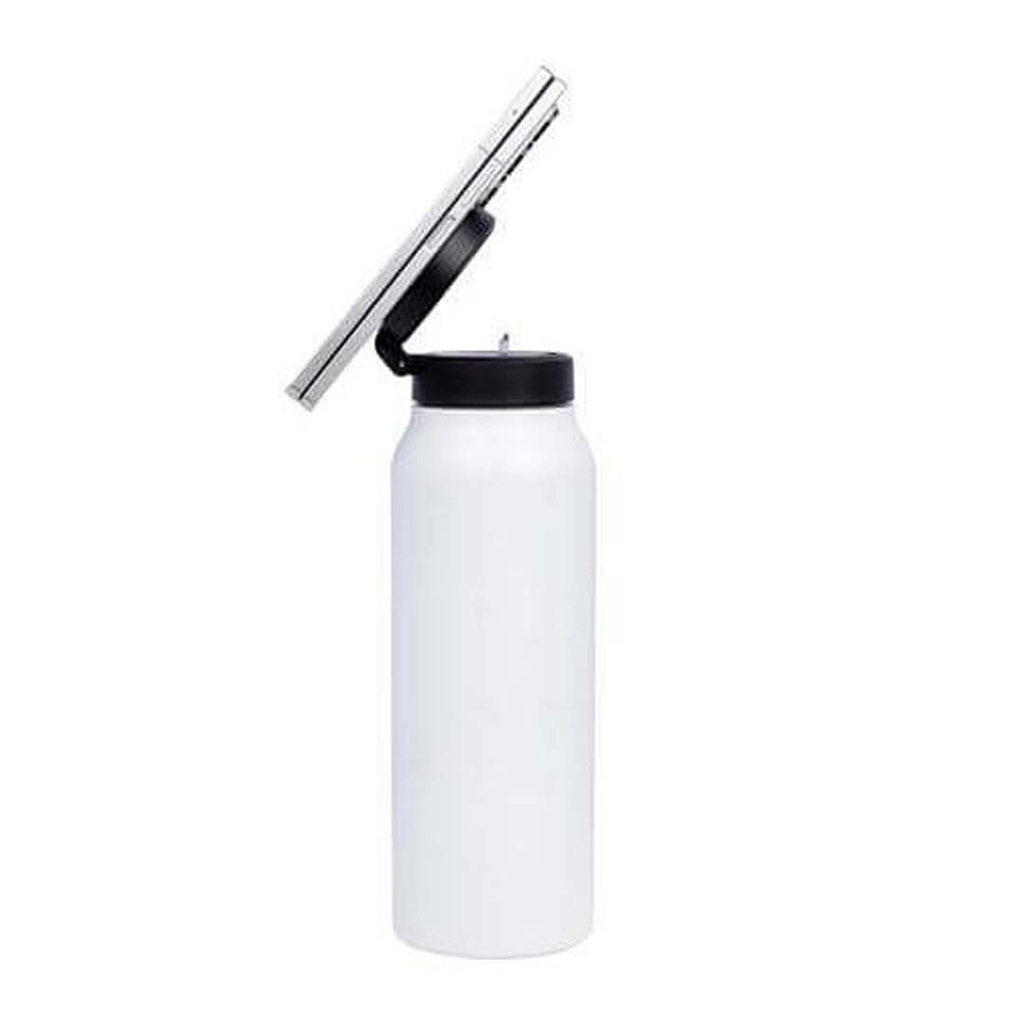 FERRO-Double Walled Vacuum Bottle with Mag Holder-White