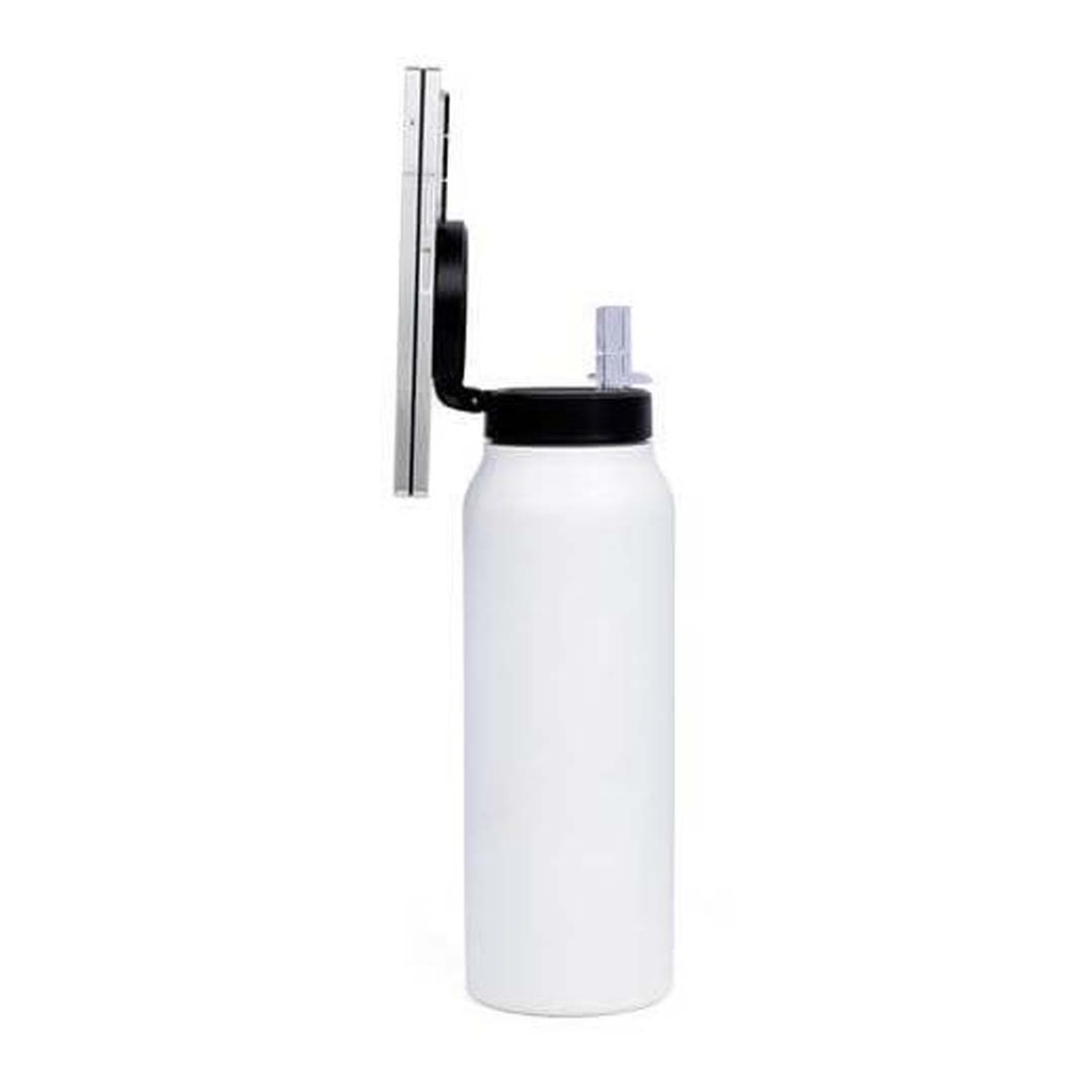 FERRO-Double Walled Vacuum Bottle with Mag Holder-White