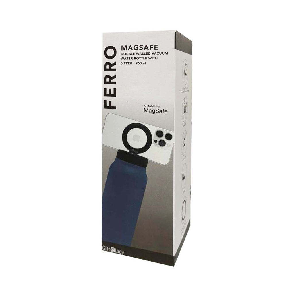 FERRO-Double Walled Vacuum Bottle with Mag Holder-Blue