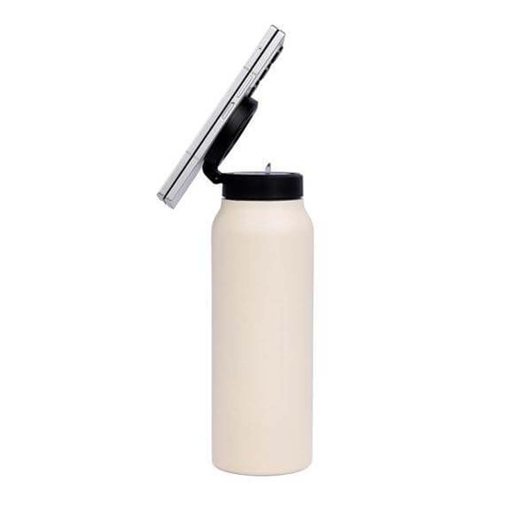 FERRO-Double Walled Vacuum Bottle with Mag Holder-Beige