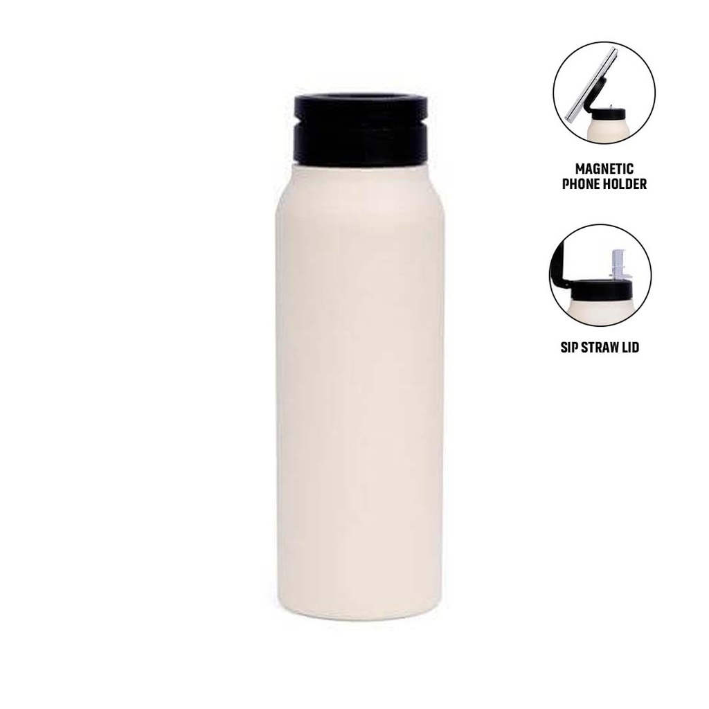 FERRO-Double Walled Vacuum Bottle with Mag Holder-Beige