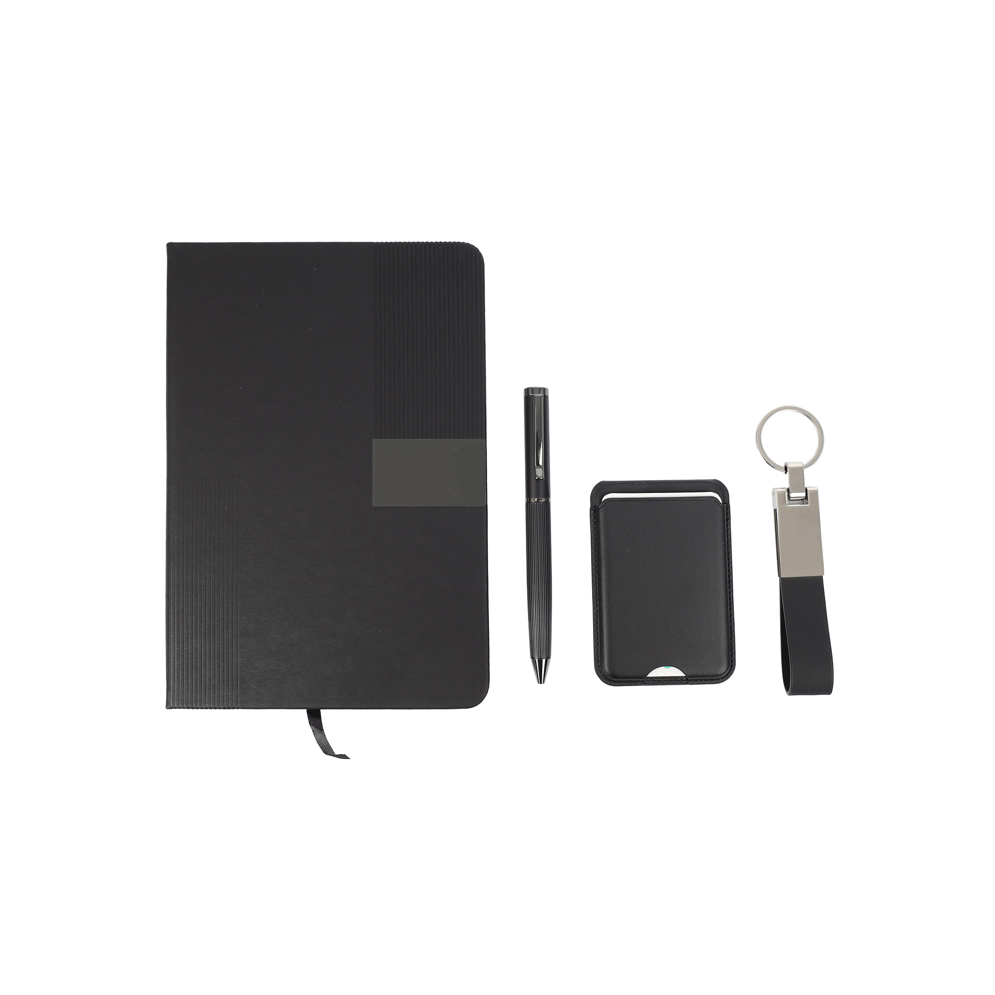 ASTORIA-Notebook, Card Holder, Keychain Gift Set-Black