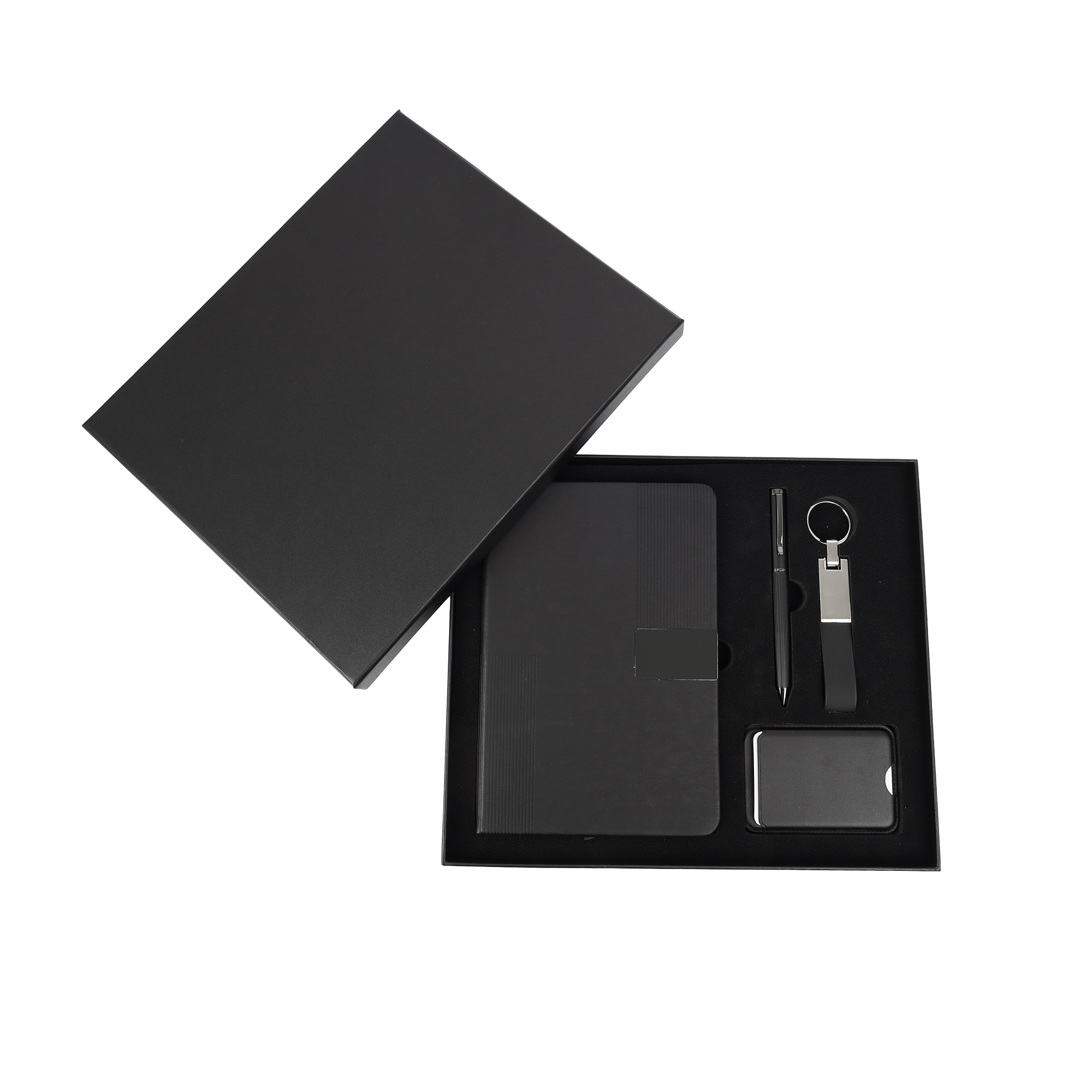 ASTORIA-Notebook, Card Holder, Keychain Gift Set-Black